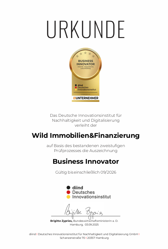 Business Innovator Urkunde Business Innovator Urkunde