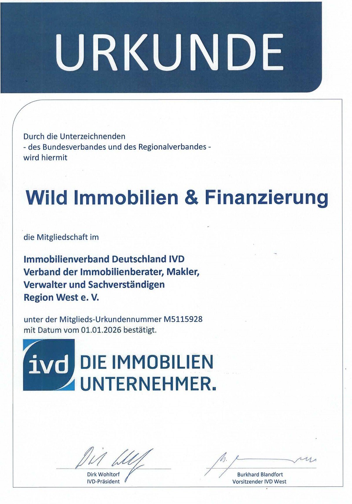 IVD Urkunde