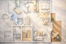 Grundriss 3-Zimmer-Wohnung mit Terrassenflair in ruhiger Lage von Riegelsberg!
