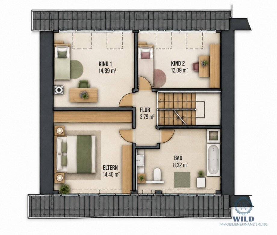 Grundriss-DG Reihenmittelhaus P�ttlingen / Engelfangen