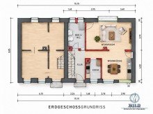 Erdgeschoss (Grundrisse stammen von 1956 und k�nnen vom aktuellen Zustand abweichen) Wohnen, vermieten, gemeinsam leben - zwei H�user mit vielen M�glichkeiten
