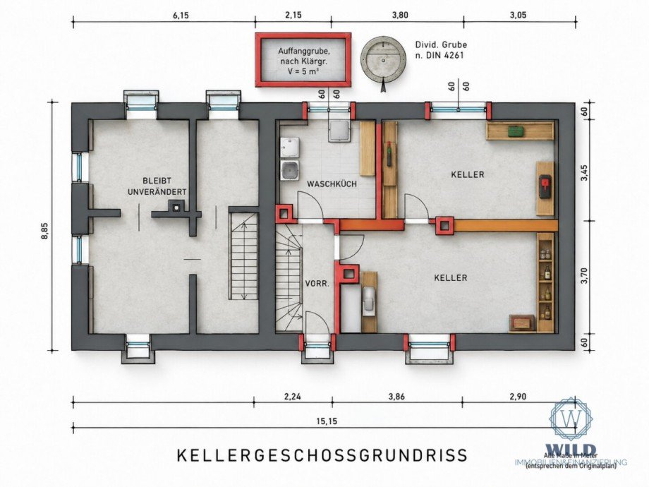 Keller (Grundrisse stammen von 1956 und k�nnen vom aktuellen Zustand abweichen) Einfamilienhaus Nohfelden / Wolfersweiler